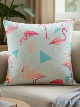 Flamingo Print Cushion Cover & FIller